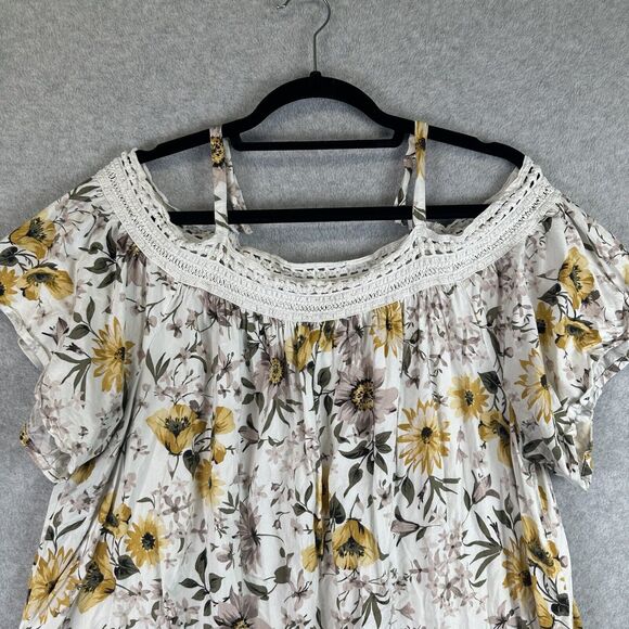 Torrid Womens Floral Off The Shoulder Top Blouse Size 2X Multicolor Boho Cottage - Picture 3 of 10